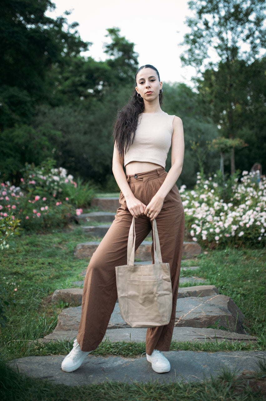 Shoulder Bag with 2 Pockets Brown