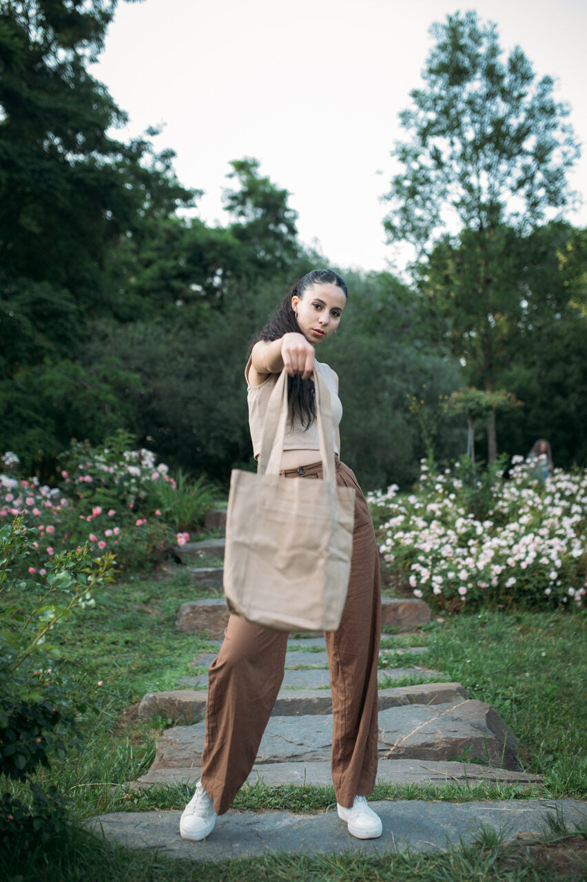 Shoulder Bag with 2 Pockets Brown