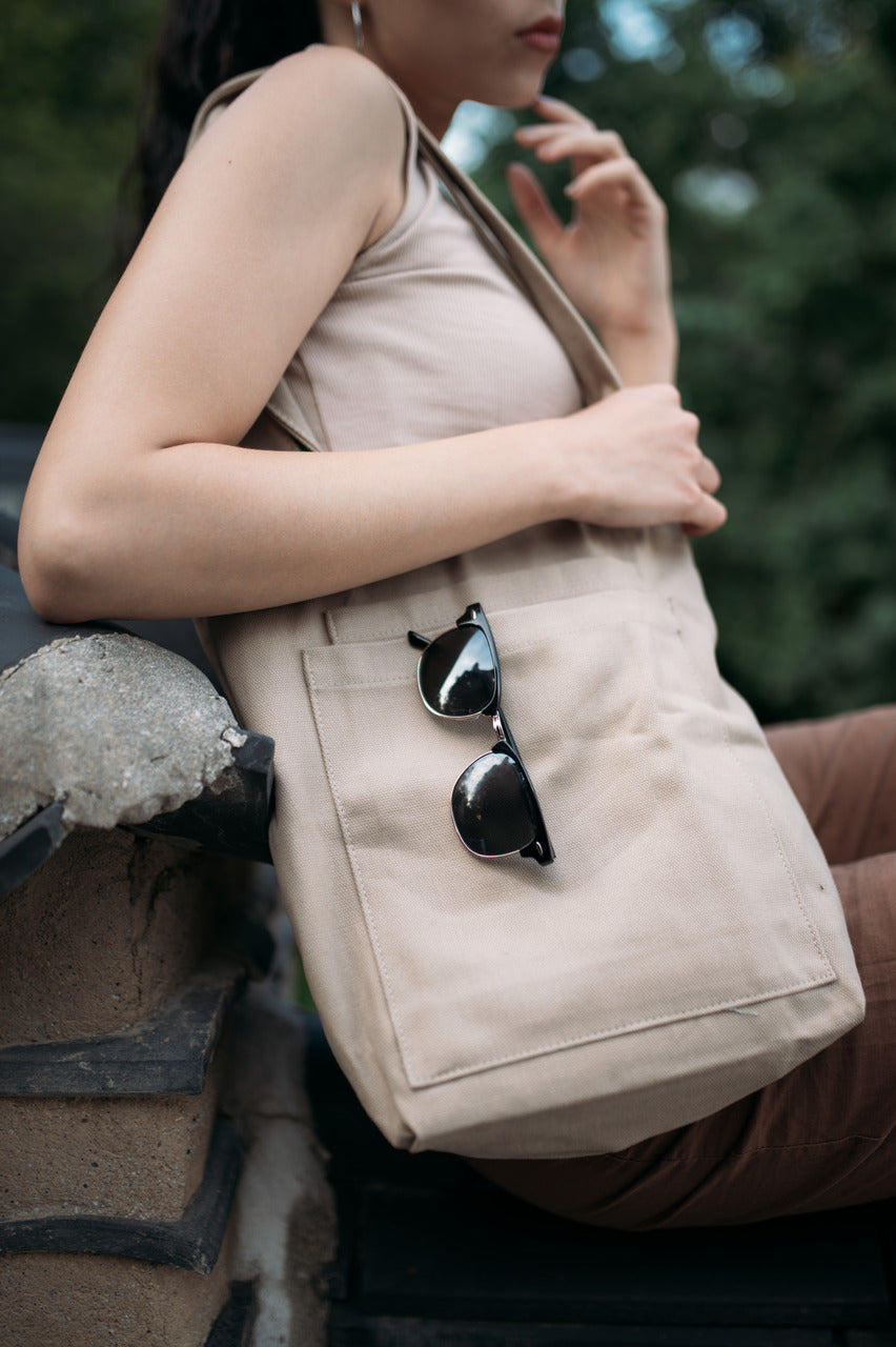 Shoulder Bag with 2 Pockets Brown