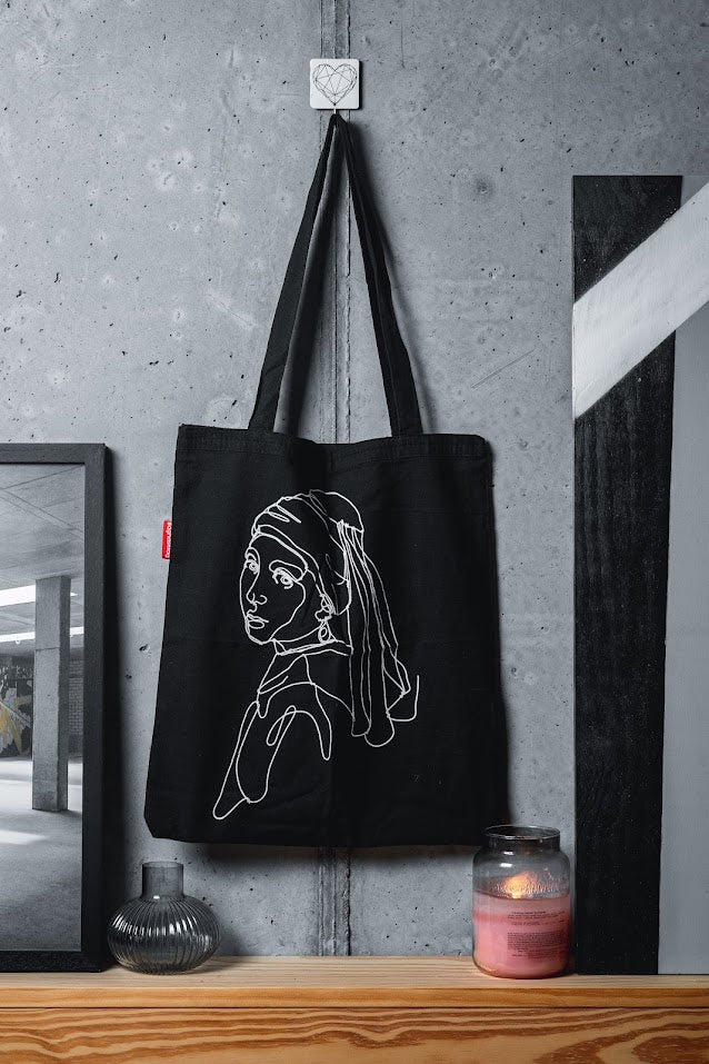 Tote Bag Atelier Tote Bag " Girl With Pearl Earrings Printed pearl earrings "