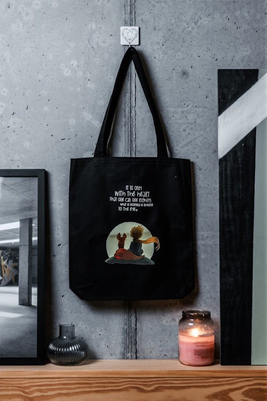 Little Prince Printed Black Canvas Bag